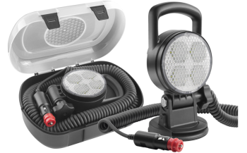 unghi fascicol 58°, 2000lm - modul LED 12V-24V, cablu spiralat 8 m, ștecher brichetă , mâner, cutie