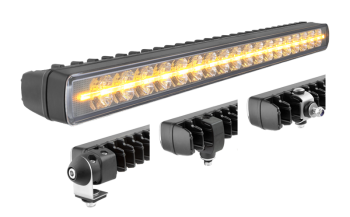 Proiector de lucru LED cu lumină de poziție portocalie și suport: spate, jos, lateral