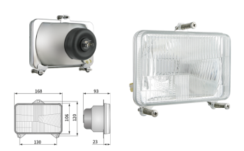 Inserție far, tip H4, încorporabil, orificiu suport 130x120 (lumini: fază lungă, fază scurtă, poziție)