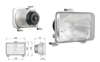 Inserție far, tip H4, încorporabil, orificiu suport 130x120 (lumini: fază lungă, fază scurtă, poziție)