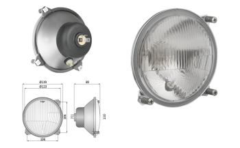 Far pentru, tip R2 - trafic pe partea dreapta (lumini: fază lungă, fază scurtă, poziție)