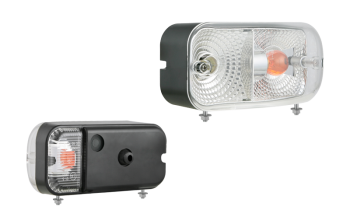 Lampă față cu fixare inferioară - stânga (lumini: poziție, indicator de direcție față - lateral)
