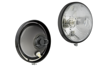 Inserție far, tip H4, încorporabil, cu ramă metalică - instalat vertical (lumini: fază lungă, fază scurtă, poziție)