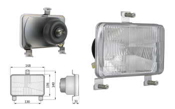 Inserție far, tip H4, încorporabil, orificiu suport 130x140 (lumini: fază lungă, fază scurtă, poziție)