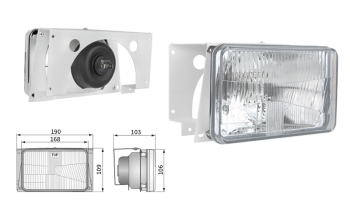 Far pentru, tip H4, orificiu suport 150x90 (lumini: fază lungă, fază scurtă)