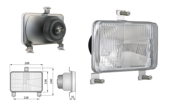 Inserție far, tip H4, încorporabil, orificiu suport 130x140 (lumini: fază lungă, fază scurtă)