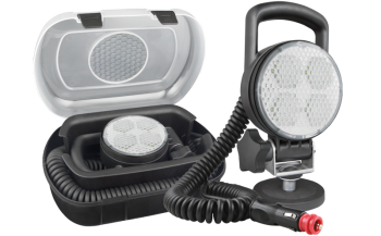 unghi fascicol 58°, 2000lm - modul LED 12V-24V, cablu spiralat 8 m, ștecher brichetă , mâner, cutie