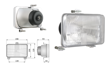 Inserție far, tip H4, încorporabil, orificiu suport 130x120 (lumini: fază lungă, fază scurtă)