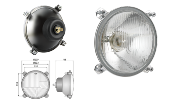 Far pentru, tip R2 - trafic pe partea stângă (lumini: fază lungă, fază scurtă)