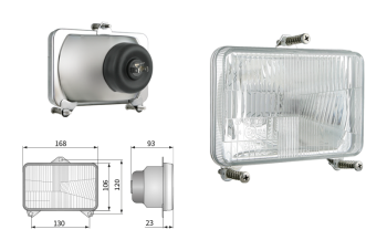 Inserție far, tip H4, încorporabil, orificiu suport 130x120 (lumini: fază lungă, fază scurtă)
