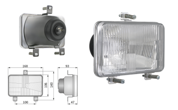 Inserție far, tip H4, încorporabil, orificiu suport 100x140 (lumini: fază lungă, fază scurtă)